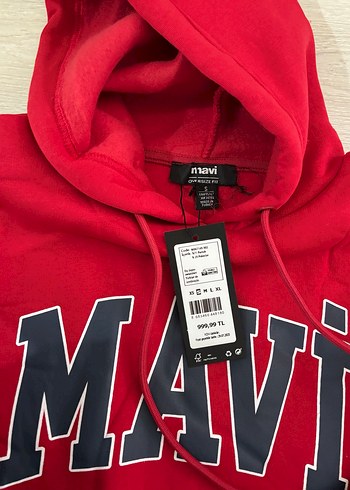 Mavi Kırmızı Kapüşonlu Sweatshirt - Görsel 2