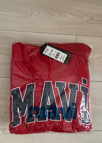 Mavi Kırmızı Kapüşonlu Sweatshirt - Görsel 3