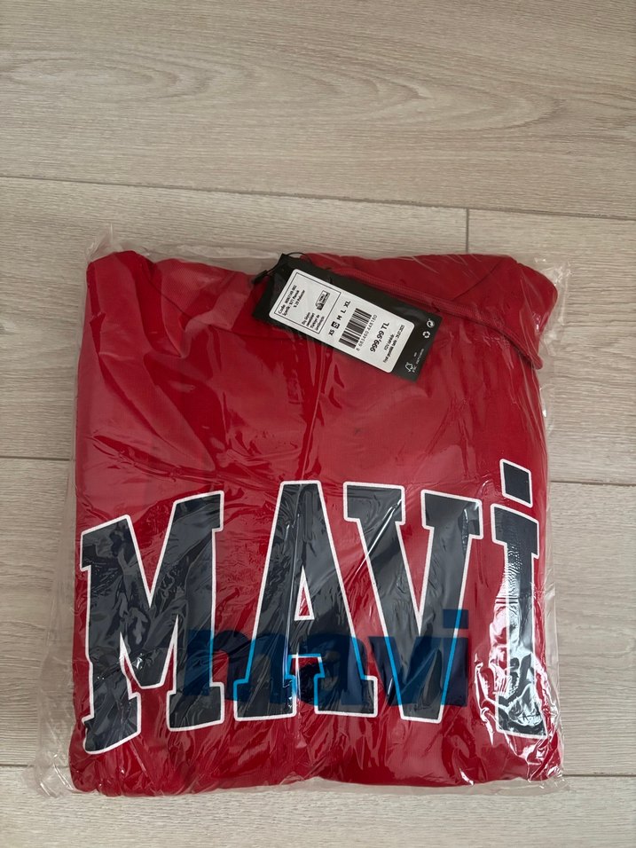 Mavi Kırmızı Kapüşonlu Sweatshirt - Görsel 3
