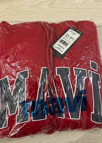 Mavi Kırmızı Kapüşonlu Sweatshirt - Görsel 2