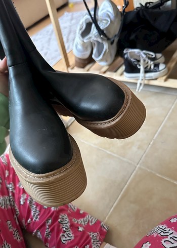 Kahverengi Tokalı Platform Topuklu Kadın Bot - Görsel 4