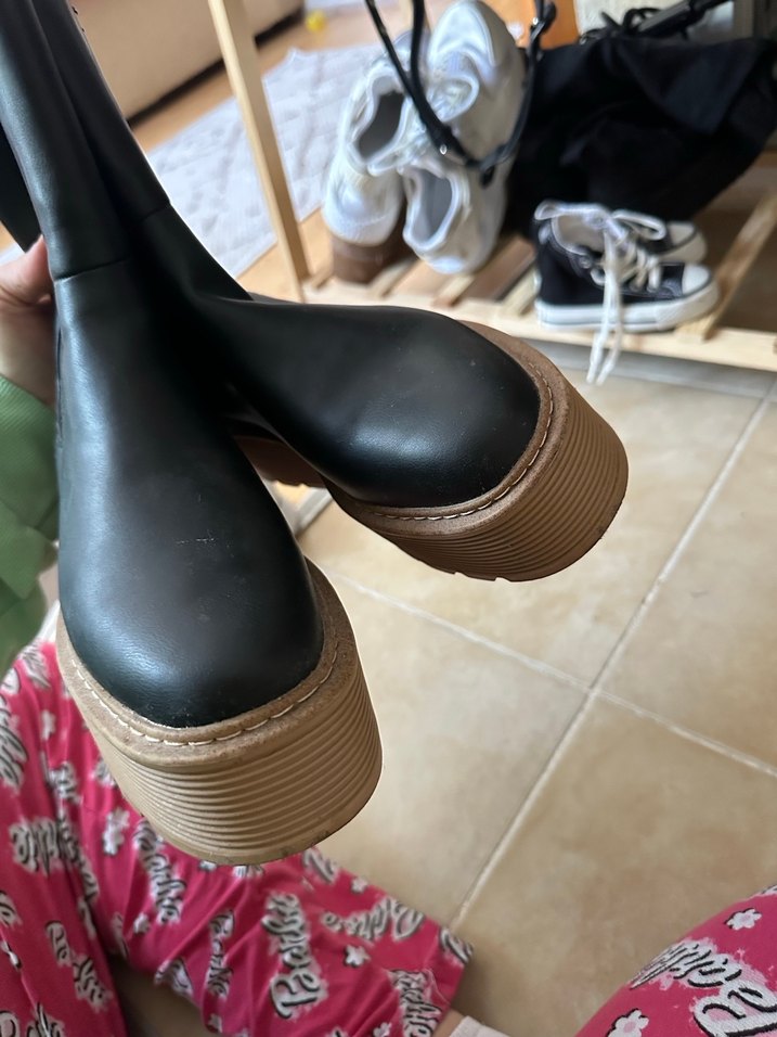 Kahverengi Tokalı Platform Topuklu Kadın Bot - Görsel 4