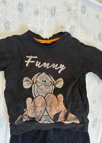 Siyah Erkek Bebek Peluş Sweatshirt ve Pantolon Seti - Görsel 3