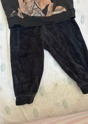 Siyah Erkek Bebek Peluş Sweatshirt ve Pantolon Seti - Görsel 4