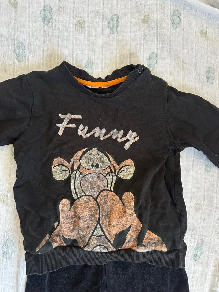 Siyah Erkek Bebek Peluş Sweatshirt ve Pantolon Seti - Görsel 3