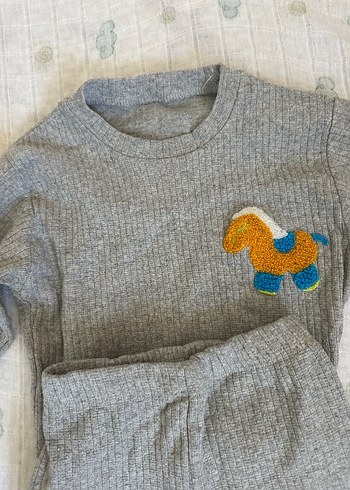 Gri Triko Erkek Bebek Takımı Nakışlı - Görsel 4