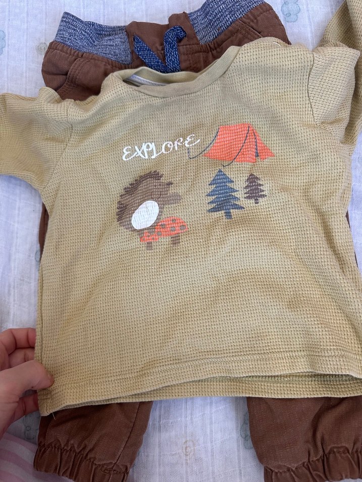 Uzun Kollu Kahverengi Erkek Bebek Takımı - Görsel 3