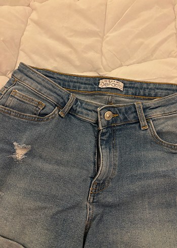 Kadın Mavi Denim Mini Şort - Görsel 2