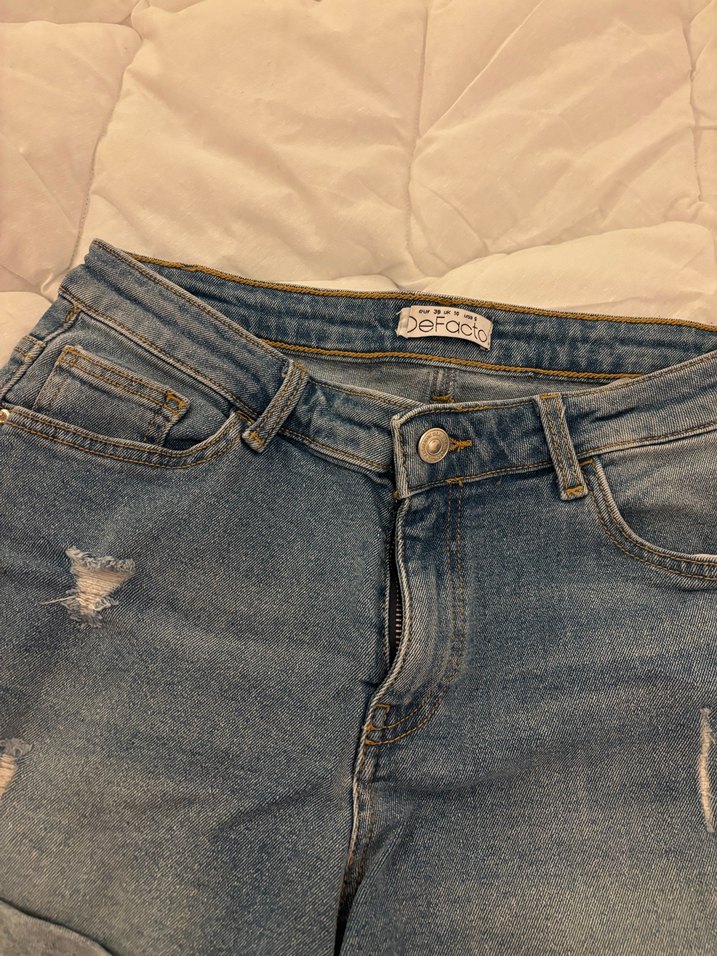 Kadın Mavi Denim Mini Şort - Görsel 2