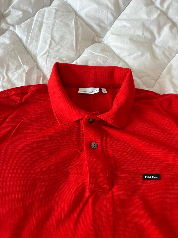 Kırmızı Düğmeli kadın  Polo Tişört - Görsel 2