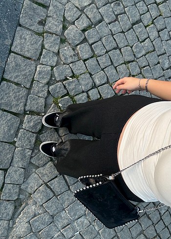 Siyah simli ışıltılı  Kadın şık Pantolon - Görsel 2