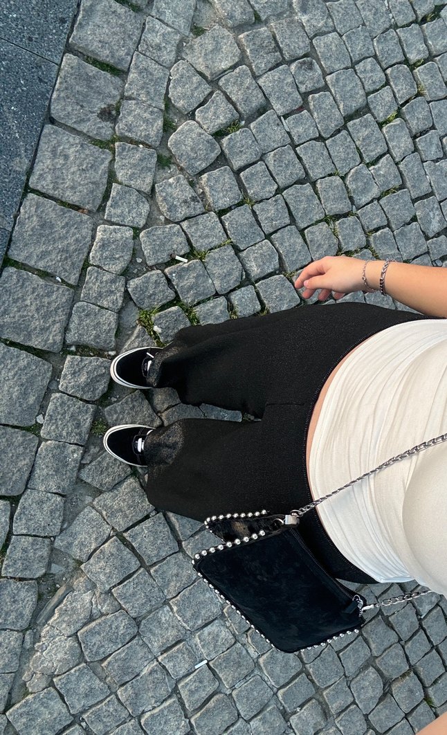 Siyah simli ışıltılı  Kadın şık Pantolon - Görsel 2