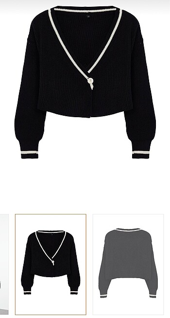 Trendyol & Milla SİYAH CROP RENK BLOKLU TRİKO HIRKA