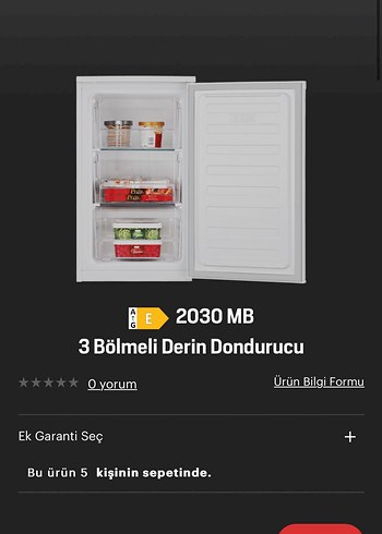 Beden Renk 2030MB 3 Bölmeli Derin Dondurucu Beyaz Sıfır