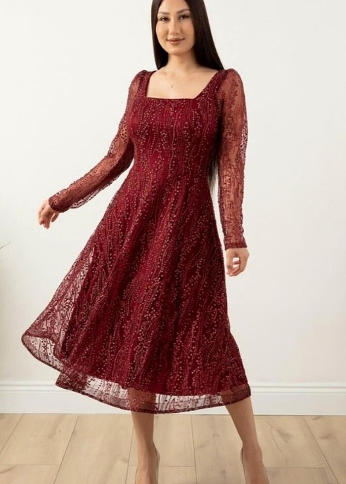 midi boy simli abiye - Görsel 3