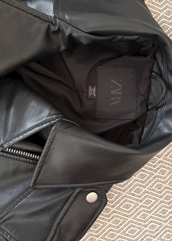 suni deri crop biker ceket - Görsel 3