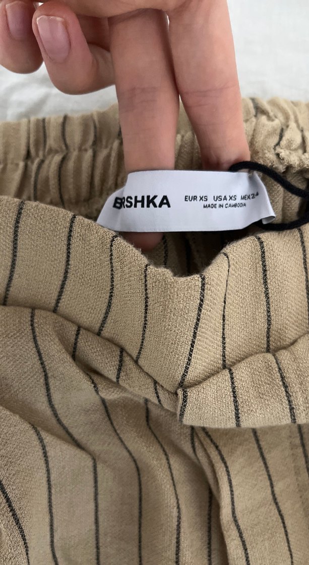 Bej Pilili Keten Kadın Pantolon - Görsel 2