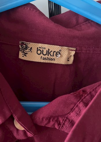 Bordo beli fiyonk yapılan Kadın Gömlek - Görsel 2