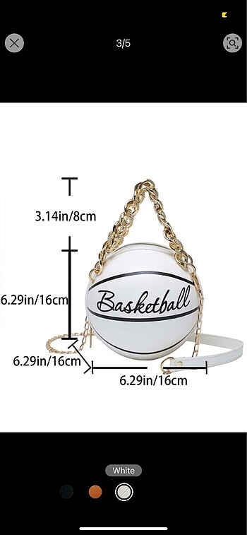 Beden beyaz Renk Basketball görünümlü çanta