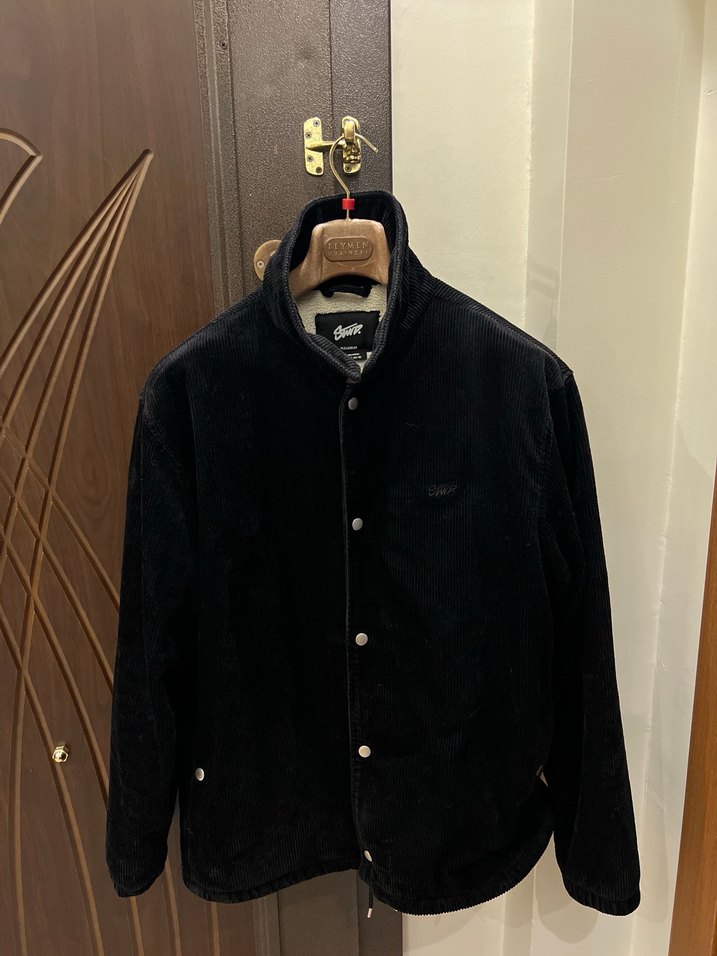 Pull&Bear Markalı Siyah Kadife İçin Yünlü  Erkek Ceket-Mont - Görsel 4