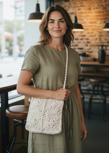 Bej Örgü Kadın Çanta - Görsel 3