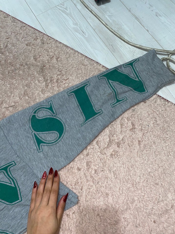 Gri Streetwear Bağcıklı Crop Sweatshirt - Görsel 5