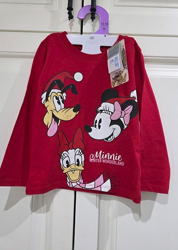 Disney  Kırmızı Uzun Kollu Baskılı Tişört - Görsel 3