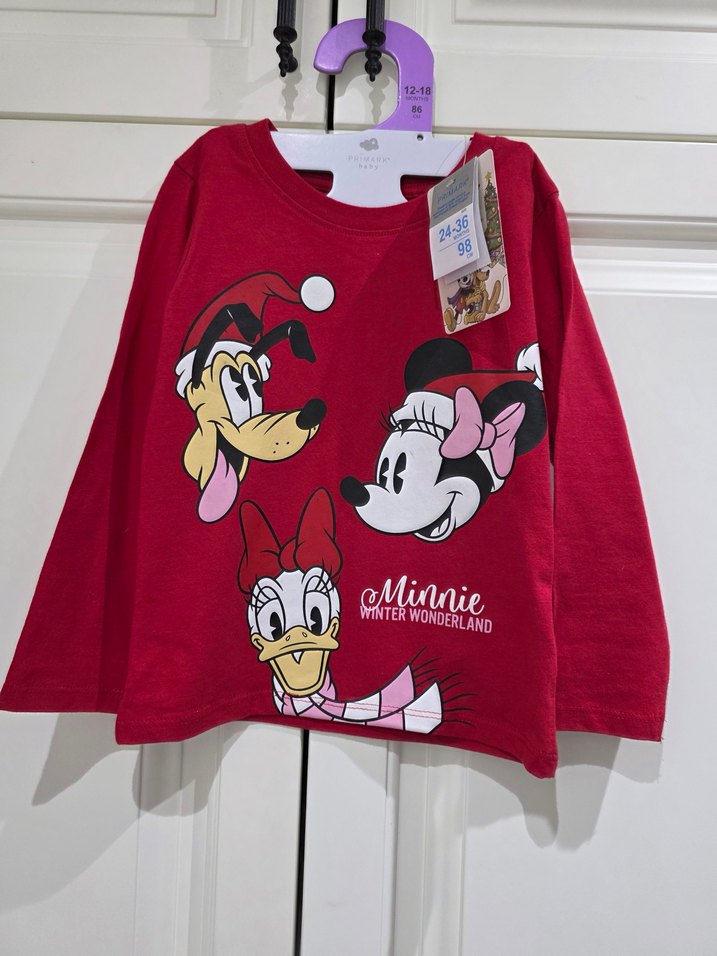 Disney  Kırmızı Uzun Kollu Baskılı Tişört - Görsel 3