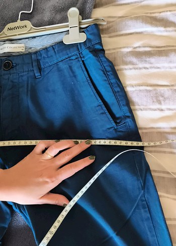 Düğmeli Lacivert Pamuklu Erkek Pantolon - Görsel 7