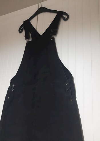 Süet Siyah Kısa Askılı Tulum - Görsel 3