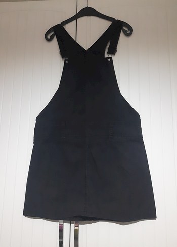 Süet Siyah Kısa Askılı Tulum - Görsel 4