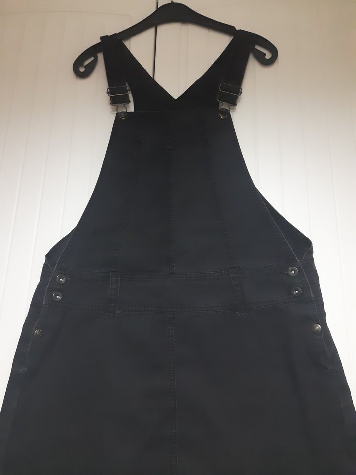 Süet Siyah Kısa Askılı Tulum - Görsel 2