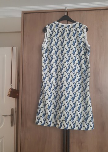 Bohem V Yaka Kolsuz Keten Elbise - Görsel 5