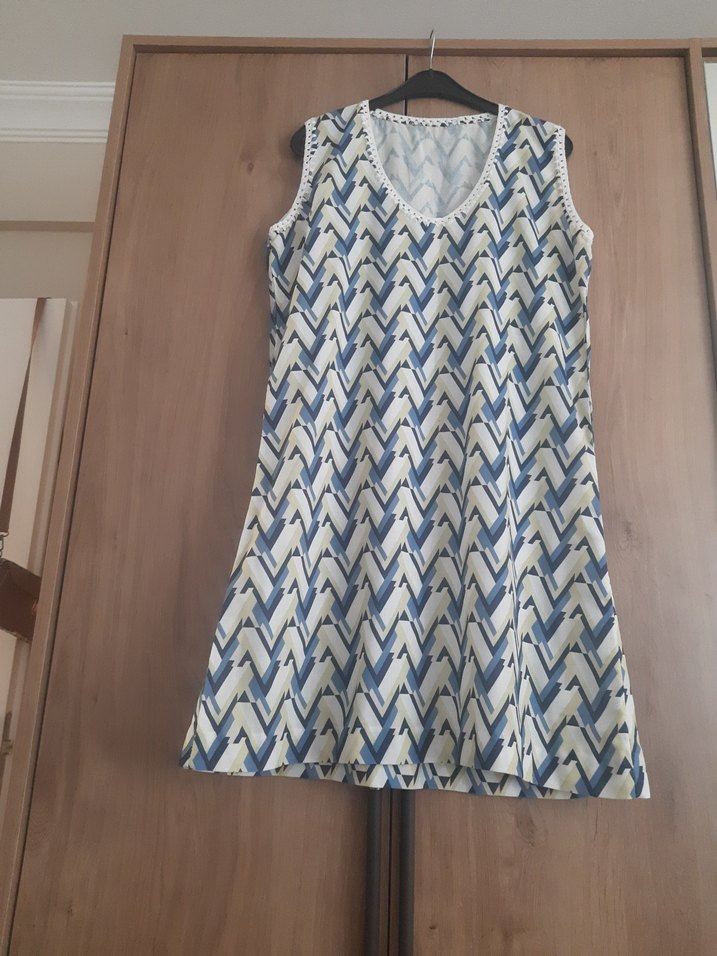 Bohem V Yaka Kolsuz Keten Elbise - Görsel 3