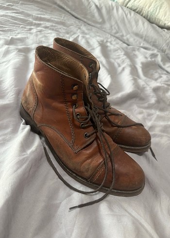 Tommy hilfiger Kahverengi Deri vintage görünümlü Erkek Botları - Görsel 4