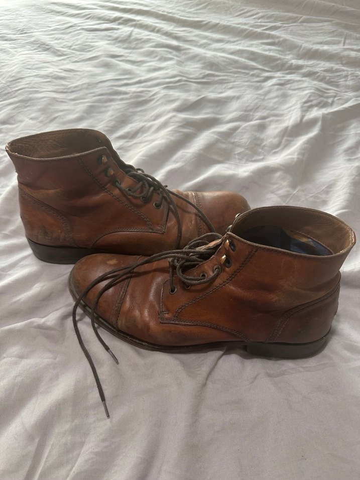 Tommy hilfiger Kahverengi Deri vintage görünümlü Erkek Botları - Görsel 5