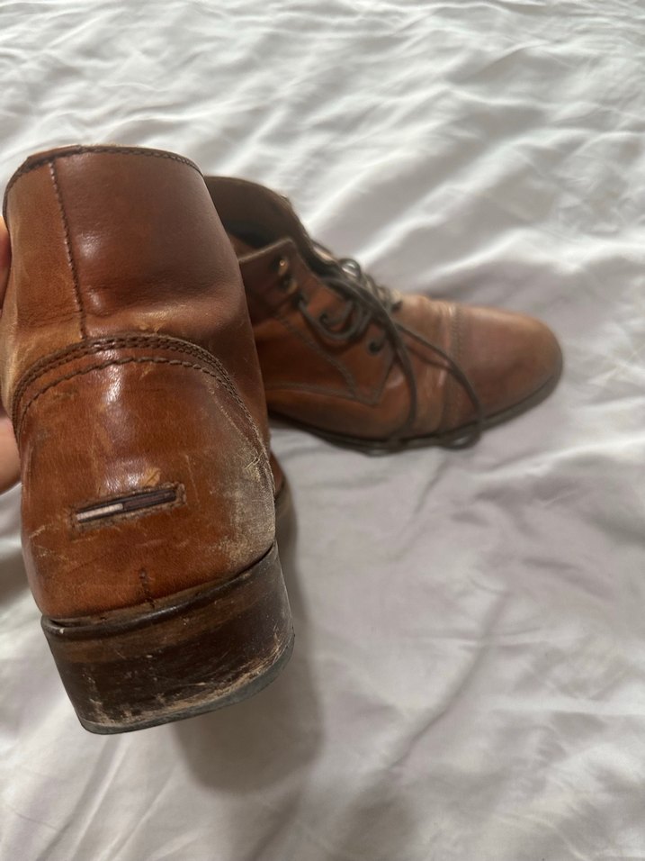 Tommy hilfiger Kahverengi Deri vintage görünümlü Erkek Botları - Görsel 2