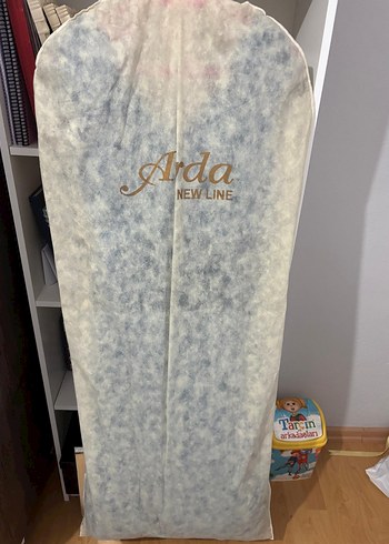 Mavi V Yaka Uzun Abiye Elbise - Görsel 3