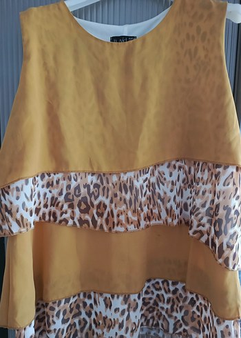 Sarı Desenli Kolsuz Mini Bluz - Görsel 2