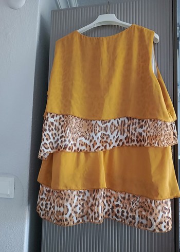 Sarı Desenli Kolsuz Mini Bluz - Görsel 3