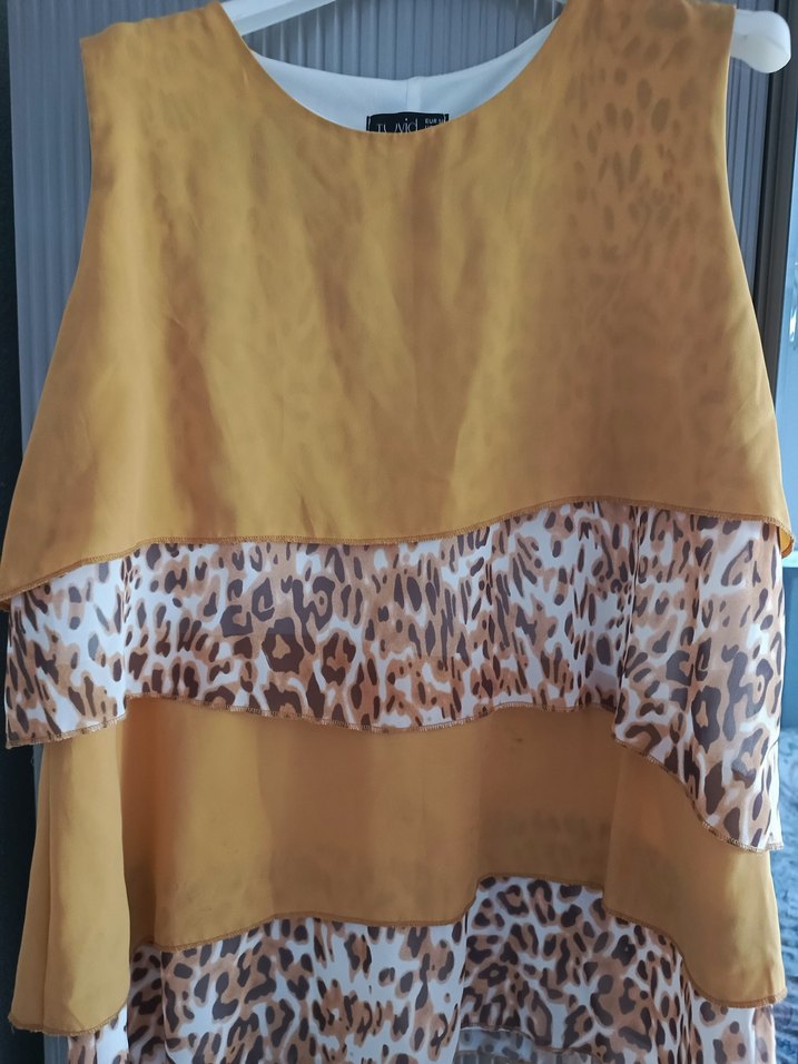 Sarı Desenli Kolsuz Mini Bluz - Görsel 2