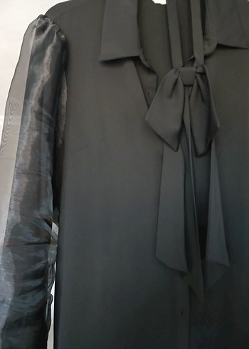 Saten Kumaşlı, Uzun Kollu, Siyah Gömlek - Görsel 3