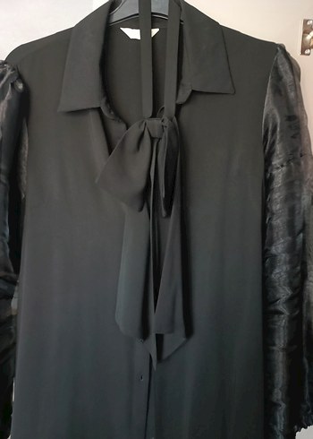 Saten Kumaşlı, Uzun Kollu, Siyah Gömlek - Görsel 2