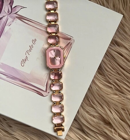 PEMBE QUARTZ TAŞLI KESME SAAT