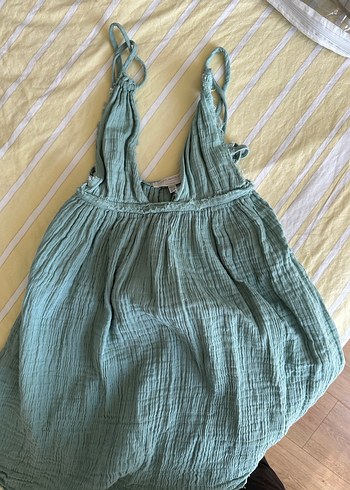 Su yeşili Askılı mini elbise