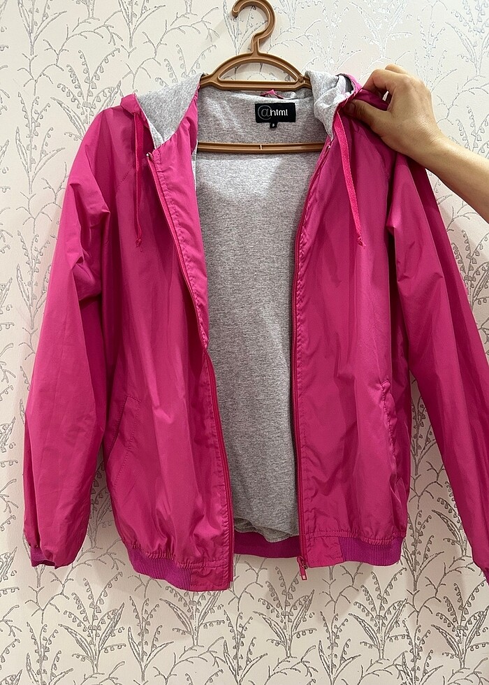 Pembe yağmurluk L beden - Görsel 2