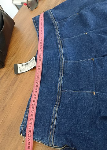 Mavi Pileli Denim Mini Etek - Görsel 4