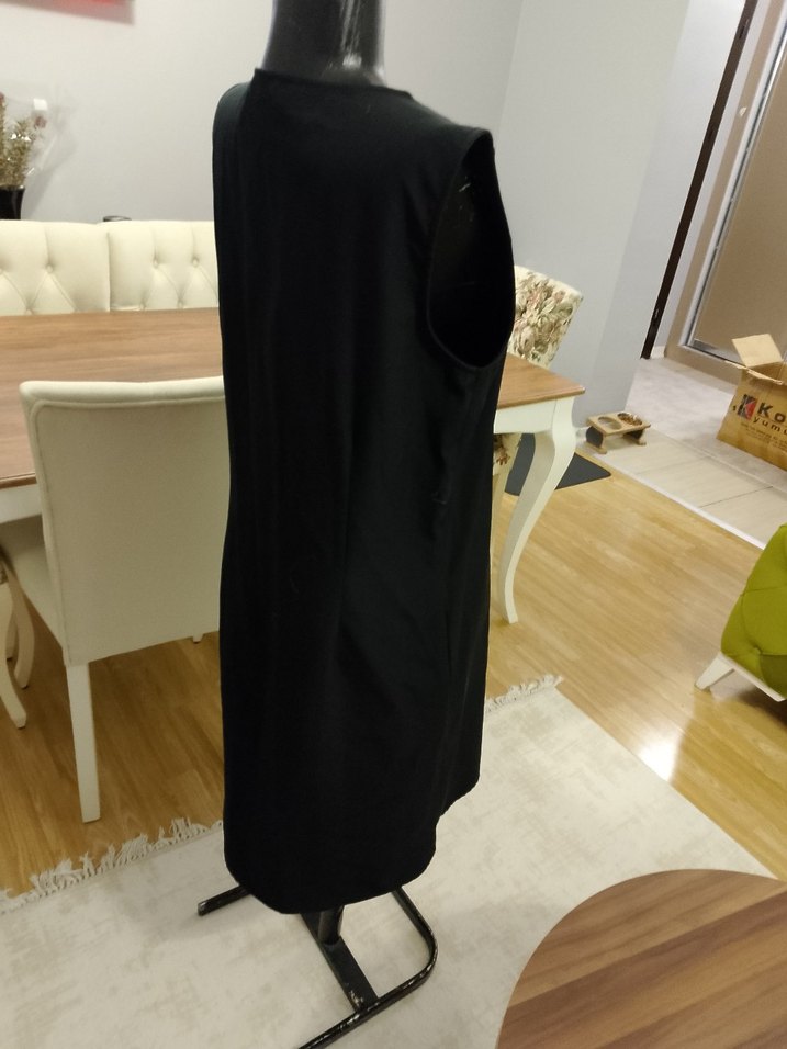 Siyah Uzun Siyah Fermuarlı Kadın  elbise - Görsel 2