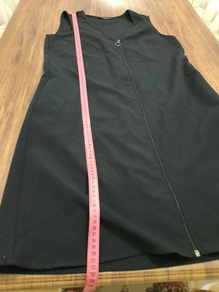 Siyah Uzun Siyah Fermuarlı Kadın  elbise - Görsel 4