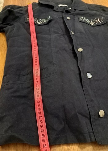 Nakışlı Düğmeli Kadın Kot Ceket - Görsel 9